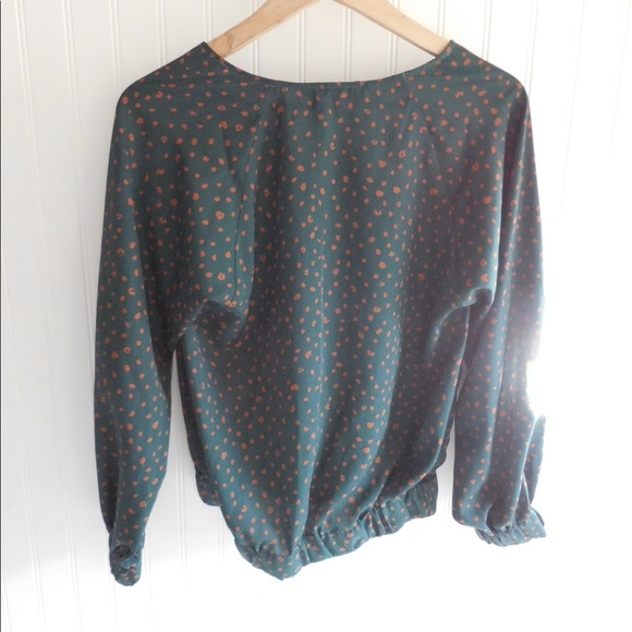 Hunter Green Leopard Print Smocked Blouse - Picture 6 of 8